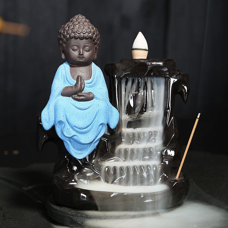 Calming Staggered Waterfall and Buddha Incense Burner TINYPRICE Store 