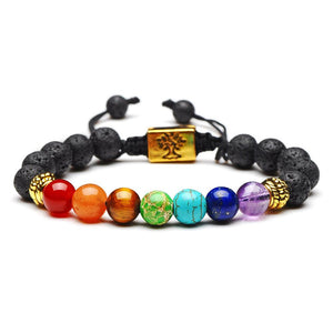 7 Chakra Tree Of Life Charm Bracelets Lava Stone Bracelet DIEZI Store 