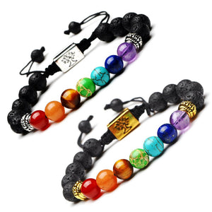 7 Chakra Tree Of Life Charm Bracelets Lava Stone Bracelet DIEZI Store 