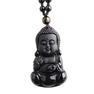 Natural Black Obsidian Carved Baby Buddha Pendant Shop2862004 Store 