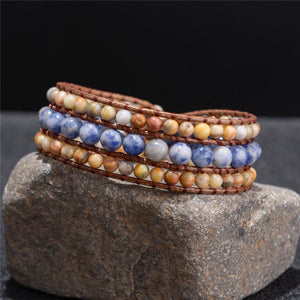 Calming Three layer Natural Agate Stone Wrap Bracelet Wrap Bracelets YGLINE Store 