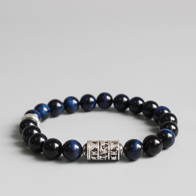 Blue Eagle Eye Tibetan Buddhism Mantra Totem Charm Bracelet Strand Bracelets Eastisan Store 15-16cm 