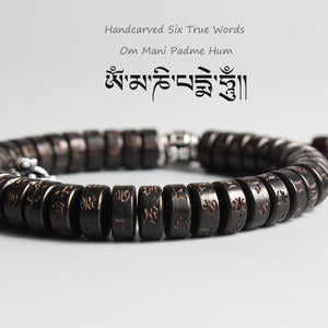 Tibetan Vajra Charm Natural Coconut Shell Bracelet Strand Bracelets Eastisan Store 