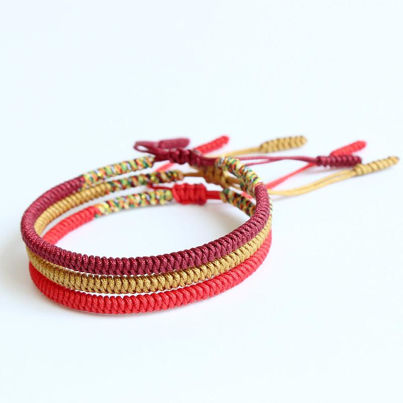 Lucky String Bracelet, Tibetan Buddhist Lucky Knots Bracelet - Orange –  Bungalow Daisy
