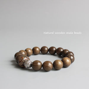 Tibetan Buddhism Natural Wood Bracelet and Six True Word Mantra Amulet Strand Bracelets Eastisan Store 