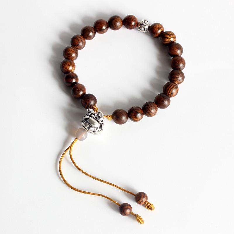 Tibetan Tiger Skin Wood with Langhing Buddha Charm Charm Bracelets Eastisan Store 