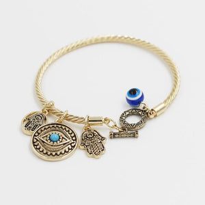 Evil Eye and Hand of Fatima Bangle Charm Bracelets stylish accessories 
