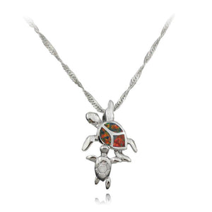 Mom and Baby Turtle Opal Necklace Pendants OPAL OPAL Brown Opal 