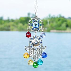 Chakra Energy Suncatcher Hamsa Hand of Fatima Wind Chimes & Hanging Decorations H&D Crystal 1 