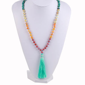 Natural 7 Chakra Tassel Mala Necklace Pendant Necklaces *CSJA Jewellery* Store 