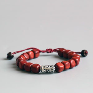 Natural Dark Sandal Wood With Tibetan Mantra Buddhism Amulet Bracelet Strand Bracelets Eastisan Store Red Wood 