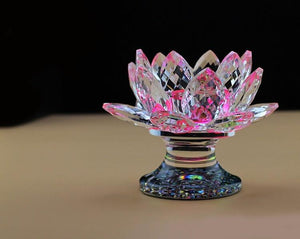 Feng Shui Crystal Lotus Candle Holder Candle Holders Will&Ann Crystal Craft Pink 