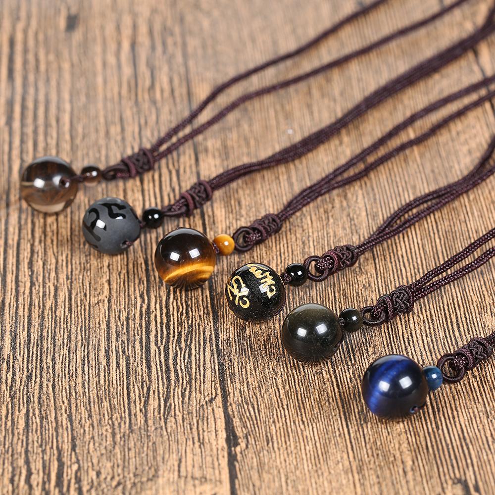 Knotted Rope Natural Stone Balance and Healing Necklace Pendants LOVE WARM STORE 