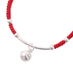 Lucky Red Rope Silver Bell Bracelet Strand Bracelets LKO Official Store 