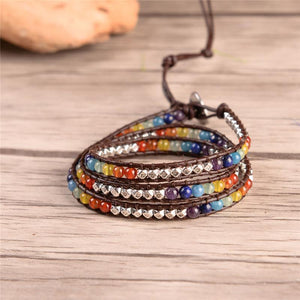 7 Chakra Balancing Natural Stone Wrap Bracelet YGLINE Store Agate Beads 