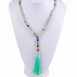 Natural 7 Chakra Tassel Mala Necklace Pendant Necklaces *CSJA Jewellery* Store Amazon 