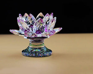 Feng Shui Crystal Lotus Candle Holder Candle Holders Will&Ann Crystal Craft Violet 