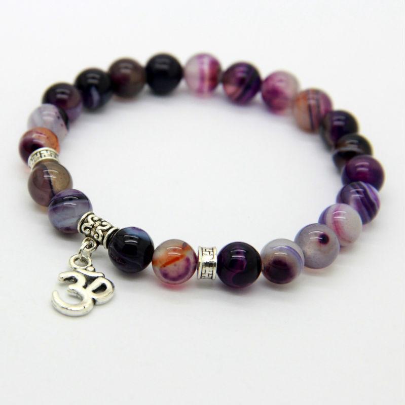 Natural Purple Agate Bracelet Strand Bracelets Ailatu Speciality Store OM 