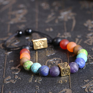Handmade 7 Chakra Tree of Life and Om Charm Bracelet Charm Bracelets TERRECE Store Gold 