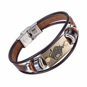 12 Constellation Leather Multi layer Bracelets Charm Bracelets Xinyao Official Store TAURUS 