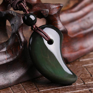 Natural Rainbow Obsidian Wolf Tooth Amulet Pendant Necklace Pendants Bruce's Jewellery Shop Store 