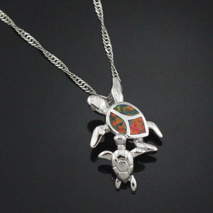 Mom and Baby Turtle Opal Necklace Pendants OPAL OPAL 