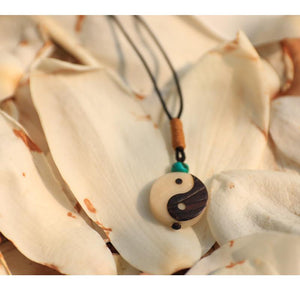 Hand carved Yin Yang Sign Lucky Rope Necklace Pendant Necklaces Eastisan Store 