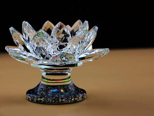 Feng Shui Crystal Lotus Candle Holder Candle Holders Will&Ann Crystal Craft Clear 