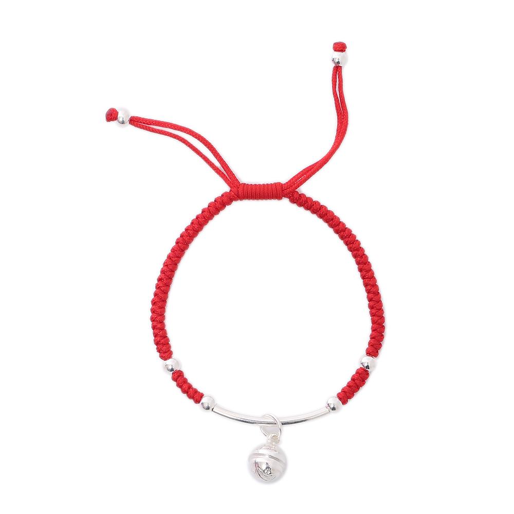 Lucky Red Rope Silver Bell Bracelet Strand Bracelets LKO Official Store 
