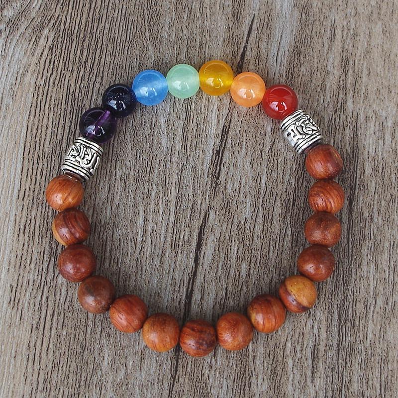 7 Chakra Natrual Wood Mantra Balance Bracelet Amader Amader Store 