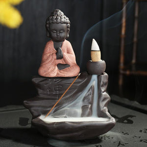 Praying little Buddha Back flow Incense Burner TINYPRICE Store 