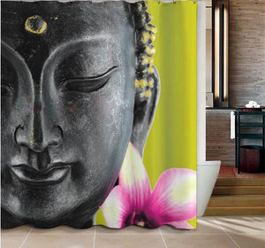Buddha and Lotus Flower Shower Curtain Shower Curtains quality living 