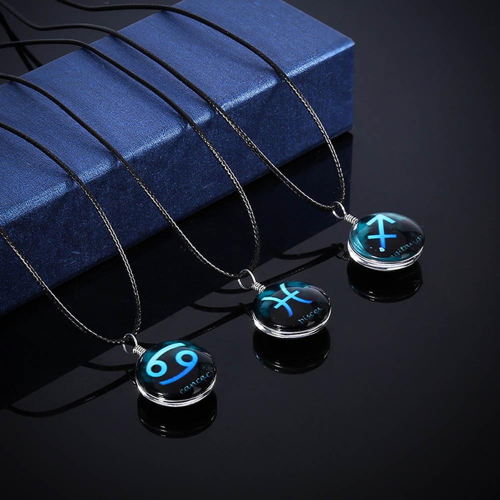 12 constellation Glass Pendant Necklace Pendant Necklaces Always Romantic Store 
