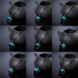 12 constellation Glass Pendant Necklace Pendant Necklaces Always Romantic Store 