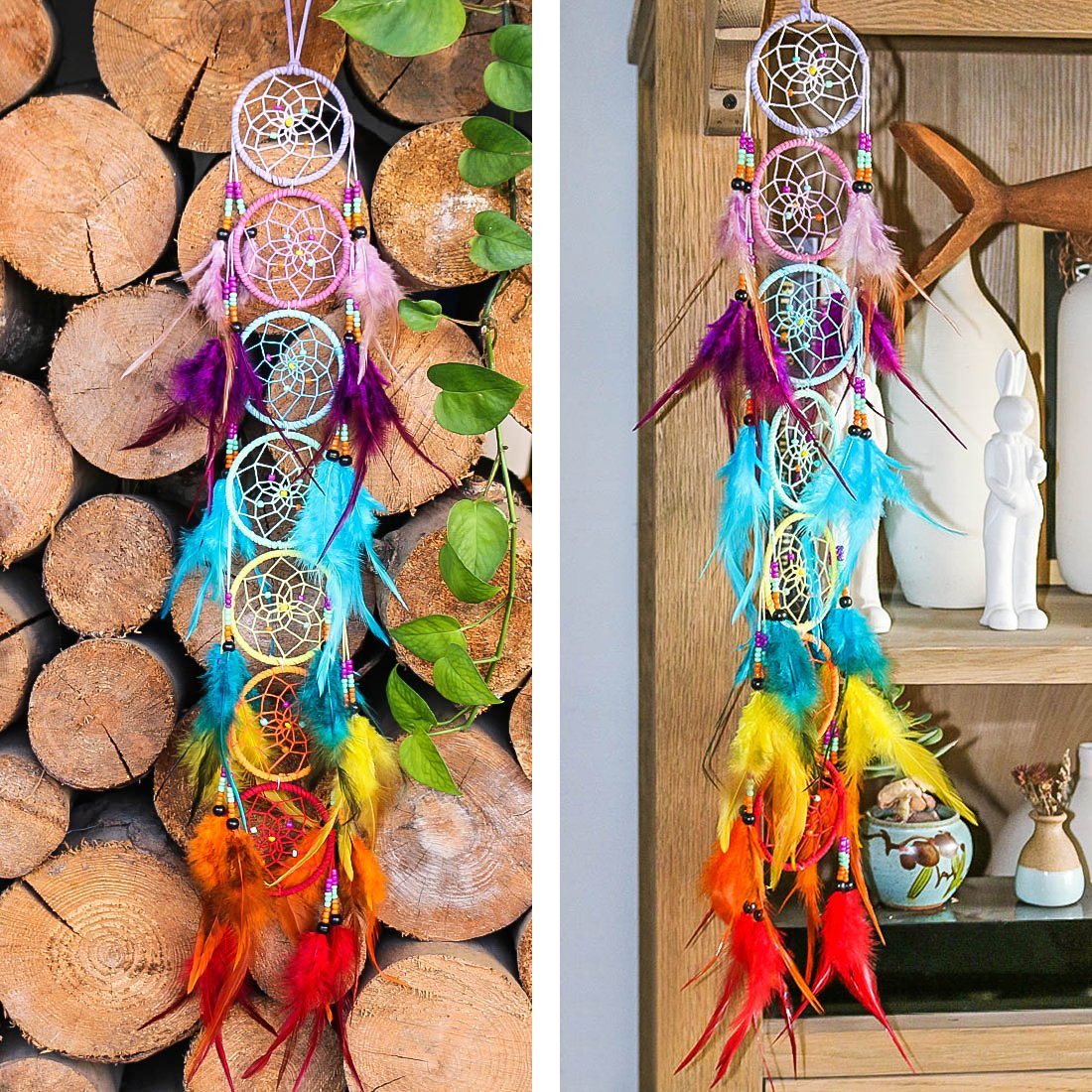 7 Chakra Muladhar Feather DreamCatcher H&D Crystal 1 