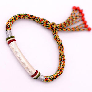 Tibetan Braided Rope Silver Mantra Bracelet Strand Bracelets LKO Official Store 