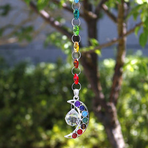 Hanging 7 Chakra Half Moon Crystal Suncatcher Wind Chimes & Hanging Decorations H&D Crystal 1 