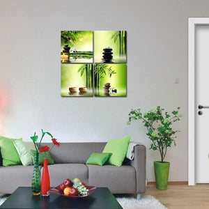 4 Panel Zen Canvas Perfect Bamboo Painting & Calligraphy Art-Gallery Store 