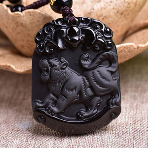 Natural Black Obsidian Tiger Pendant Mandy's Jewellery Store 