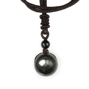 Black Obsidian Rainbow Eye Beads Necklace Pendants LOVE WARM STORE 
