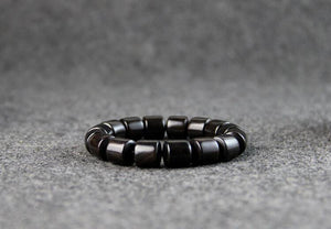Natural Tubular Ebony Prayer Beads Bracelet Strand Bracelets power-land 