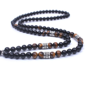 Natural Onyx Tiger eye stone Om Necklace Pendant Necklaces Xin Xin Fashion JEWELRY 