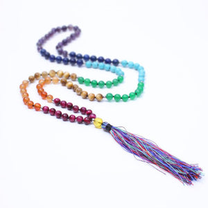 7 Chakra Mala Natural Stone with Tassel Pendant Necklaces Xin Xin Fashion JEWELRY 