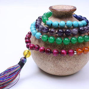 7 Chakra Mala Natural Stone with Tassel Pendant Necklaces Xin Xin Fashion JEWELRY 