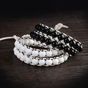 Natural Agate and Tridacna Stone Bracelet Set YGLINE Store 