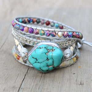 Turquoise Healing and Protection Wrap Bracelet Wrap Bracelets Loving Handcraft Store 