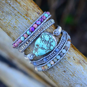 Turquoise Healing and Protection Wrap Bracelet Wrap Bracelets Loving Handcraft Store 