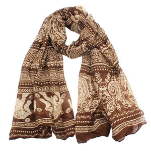 Elephant Printed Long Scarf Scarves Sunflower's Home 