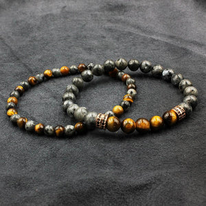 2 PCS Tiger Eye Stone Beads Labradorite Bracelet Set NOROONI Store 
