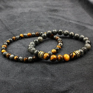 2 PCS Tiger Eye Stone Beads Labradorite Bracelet Set NOROONI Store 